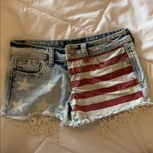 Shyanne American Flag Frayed Jean Shorts